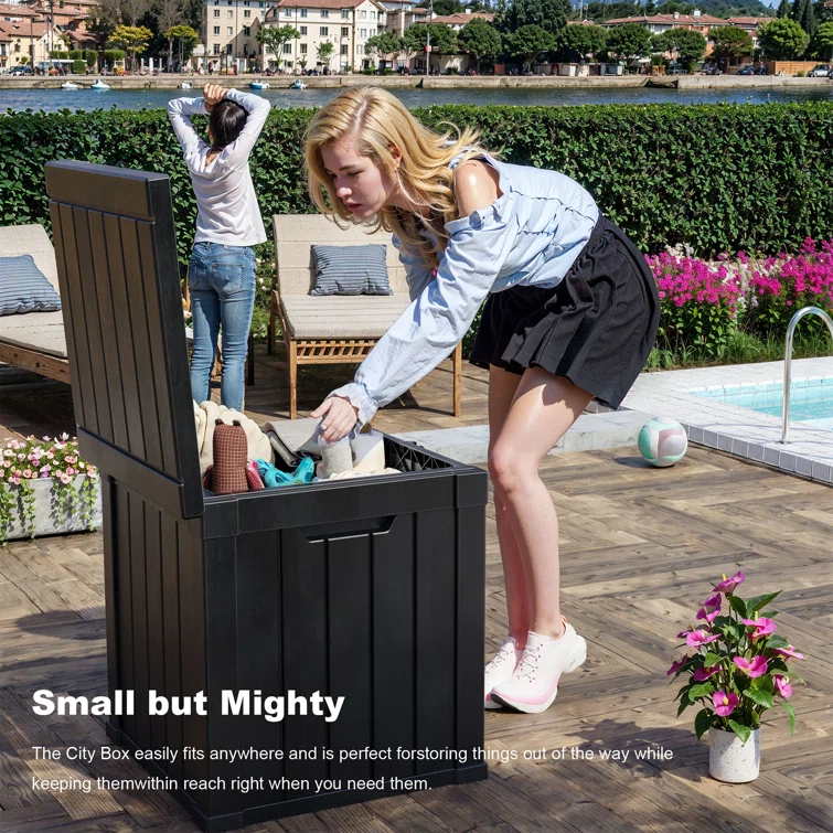LeHom 22.1'' W 50 Gallons Water Resistant Resin Lockable Deck Box