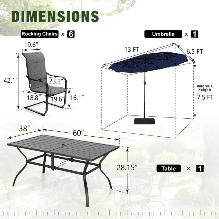 Alyah 6 - Person Rectangular Outdoor Dining Set