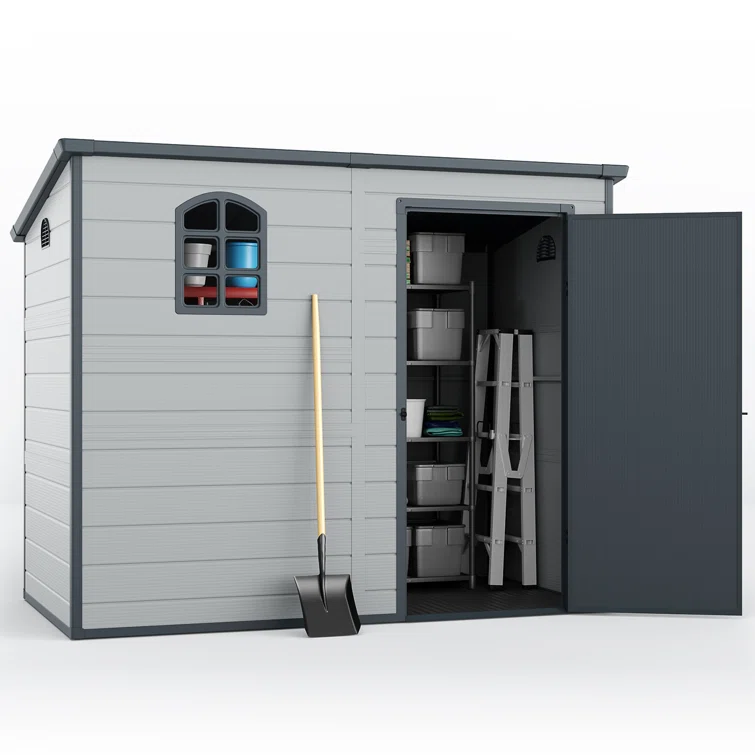 8.1 ft. W x 4.7 ft. D Plastic Outdoor Patio Storage Shed Lean-To Garage Shed