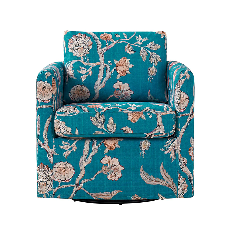 Claudius Upholstered Slipcovered Swivel Barrel Chair