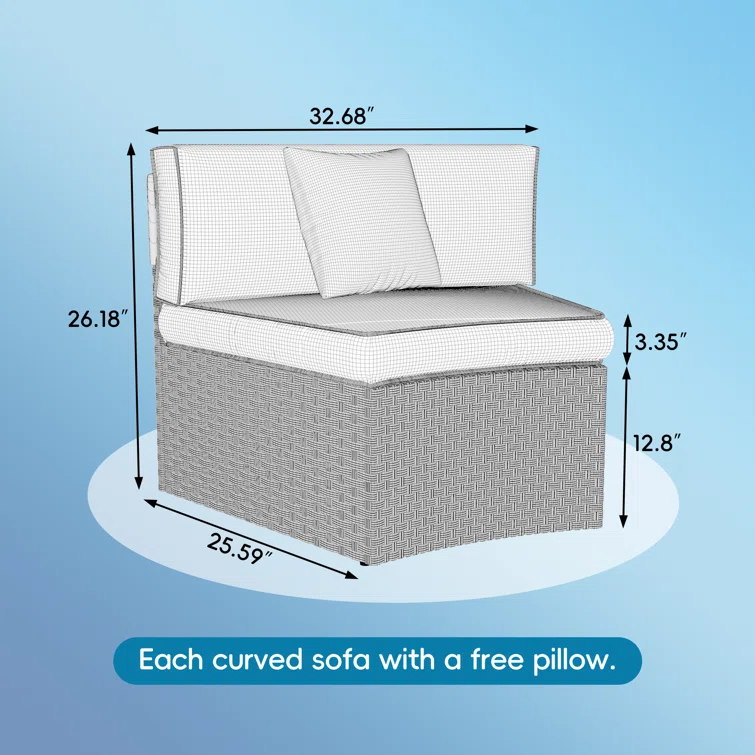 Meredithe Half-Moon 6 - Person Fully Assembled Curved Patio Conversation Set With Fire Pit Table & Side Table