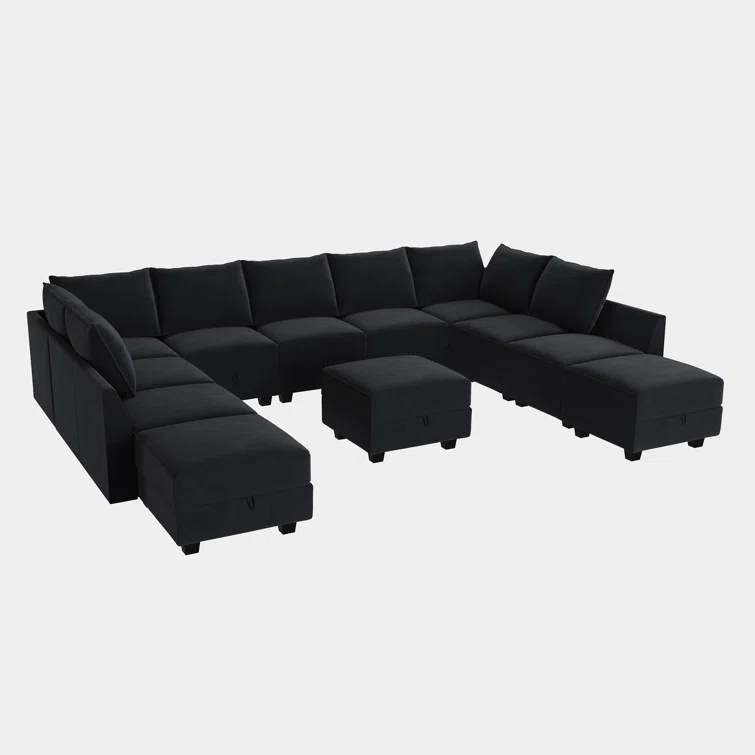 Kandle Modular Upholstered Velvet Chaise Sectional Sofa