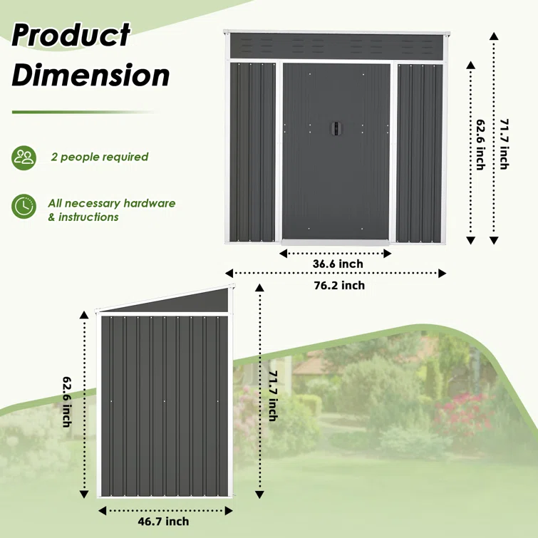 Color 6 ft. W x 4 ft. D Metal Storage Shed