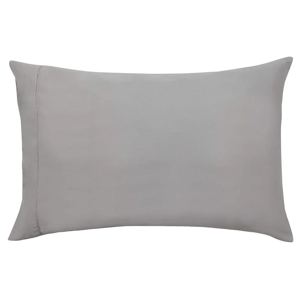 A1HC Pillow Case 100% Fine Smooth Long Staple Cotton Sateen 300 TC Grey with Hem Stitched Design, Set of 2