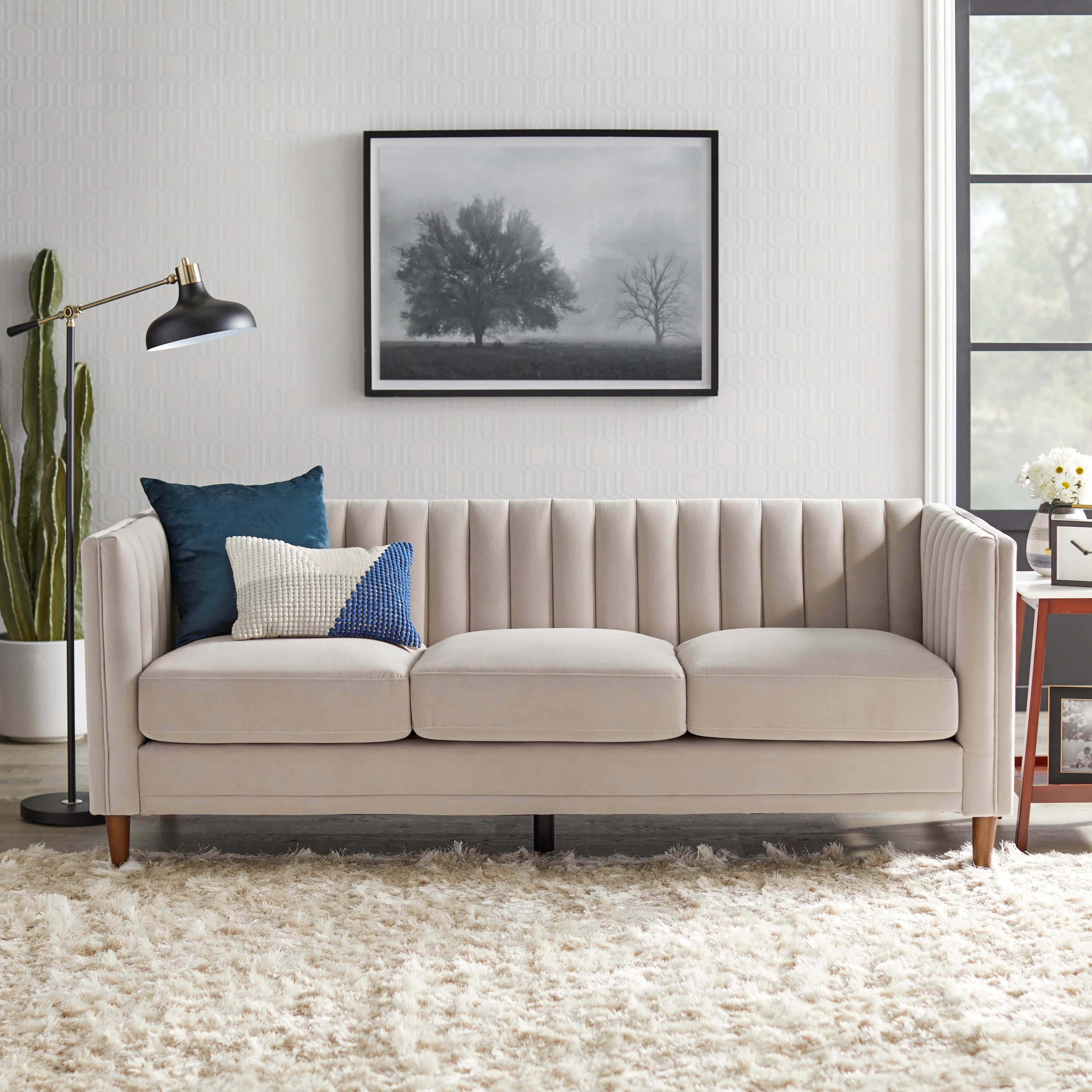 Lifestorey Paxton Channel Back Tuxedo Sofa