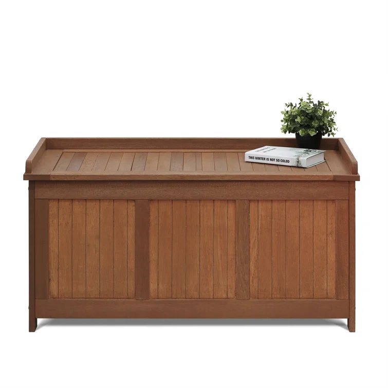 Furinno Tioman 44.5'' W 47.33 Gallons Water Resistant Solid Wood Teak Deck Box in Natural