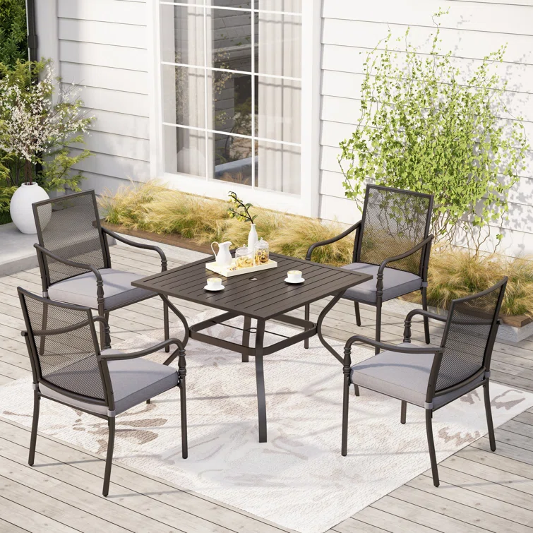 Asfand 4 - Person Square Outdoor Dining Set with Cushions