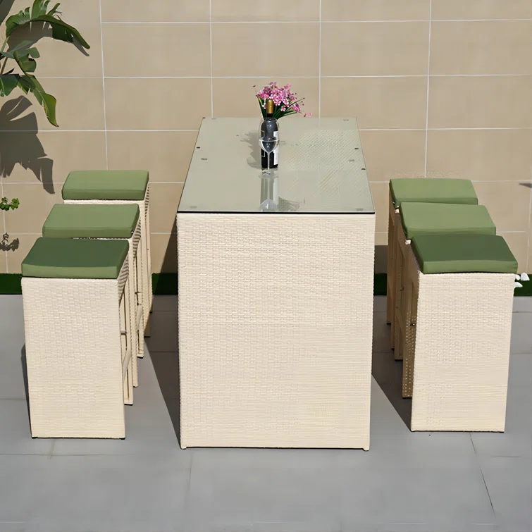 Reyah 6 - Person Rectangle Outdoor Dining Set with Cushions
