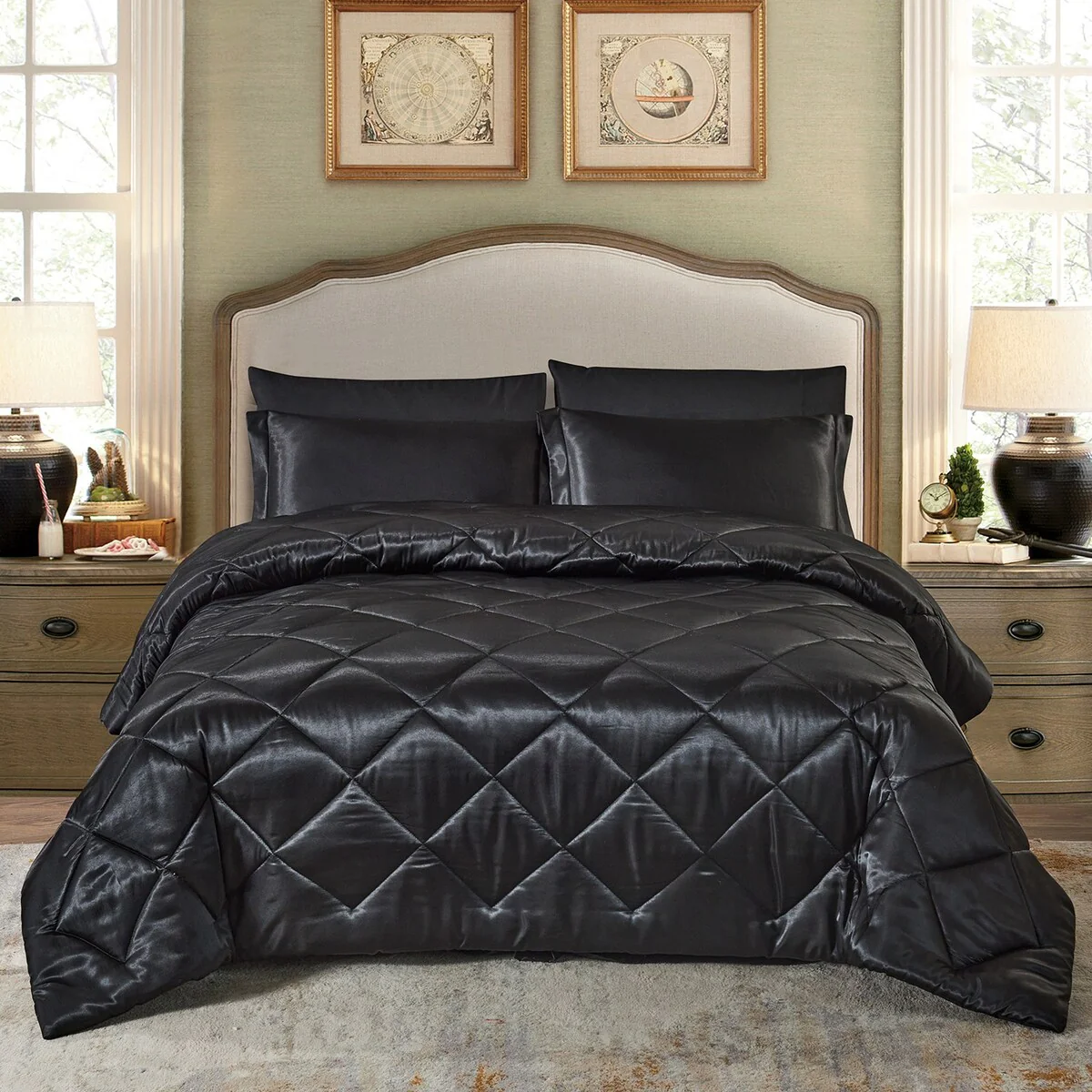 8 Piece Luxury Silky Satin Comforter Set