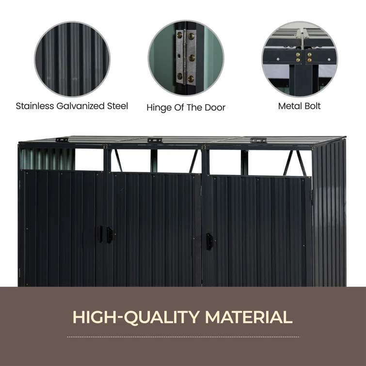 8 ft. W x 3 ft. D Stainless Steel Horizontal Garage Shed