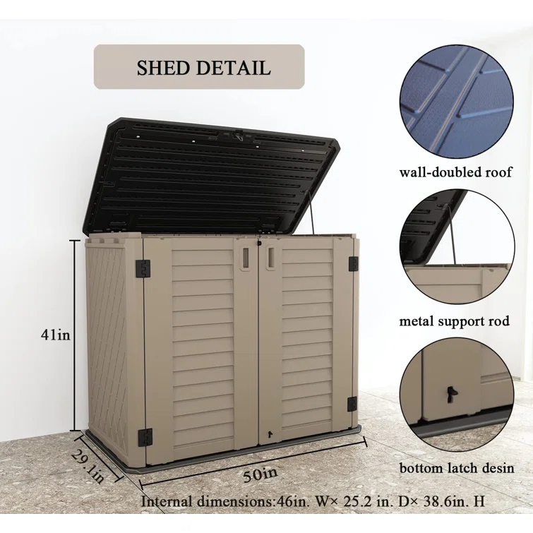 4 ft. 2 in. W x 2 ft. 4 in. D Resin Garage Shed