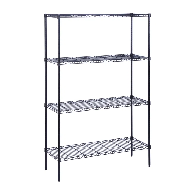 4-Tier Metal Height-Adjustable Shelving Unit (54" H x 36" W x 14" D)