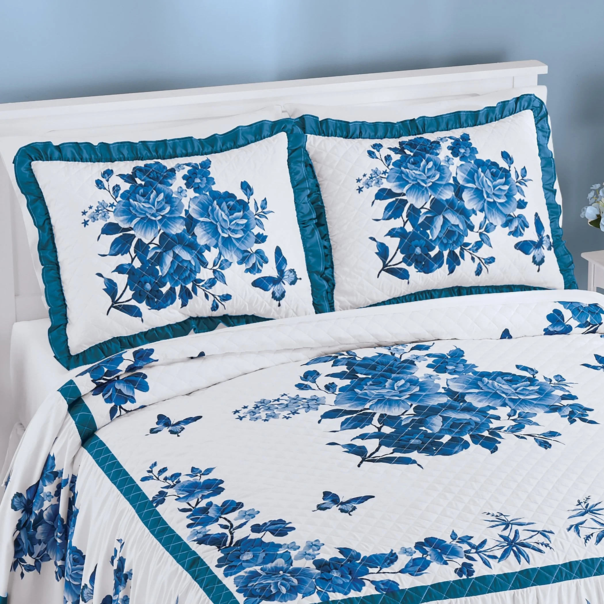 Enchanting Butterfly Ruffled Edge Pillow Shams - Set of 2