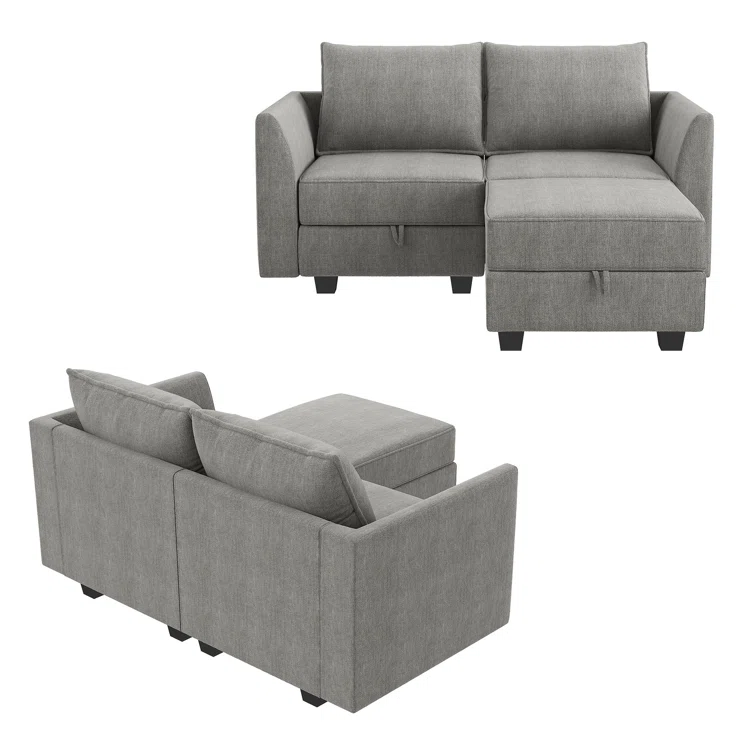 L Shaped Modular Reversible Sofa with Chaise Small Sectional