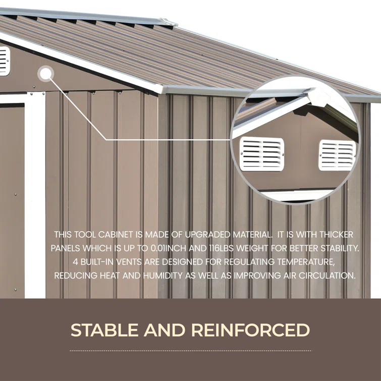 6 ft. W x 4 ft. D Stainless Steel Horizontal Garage Shed
