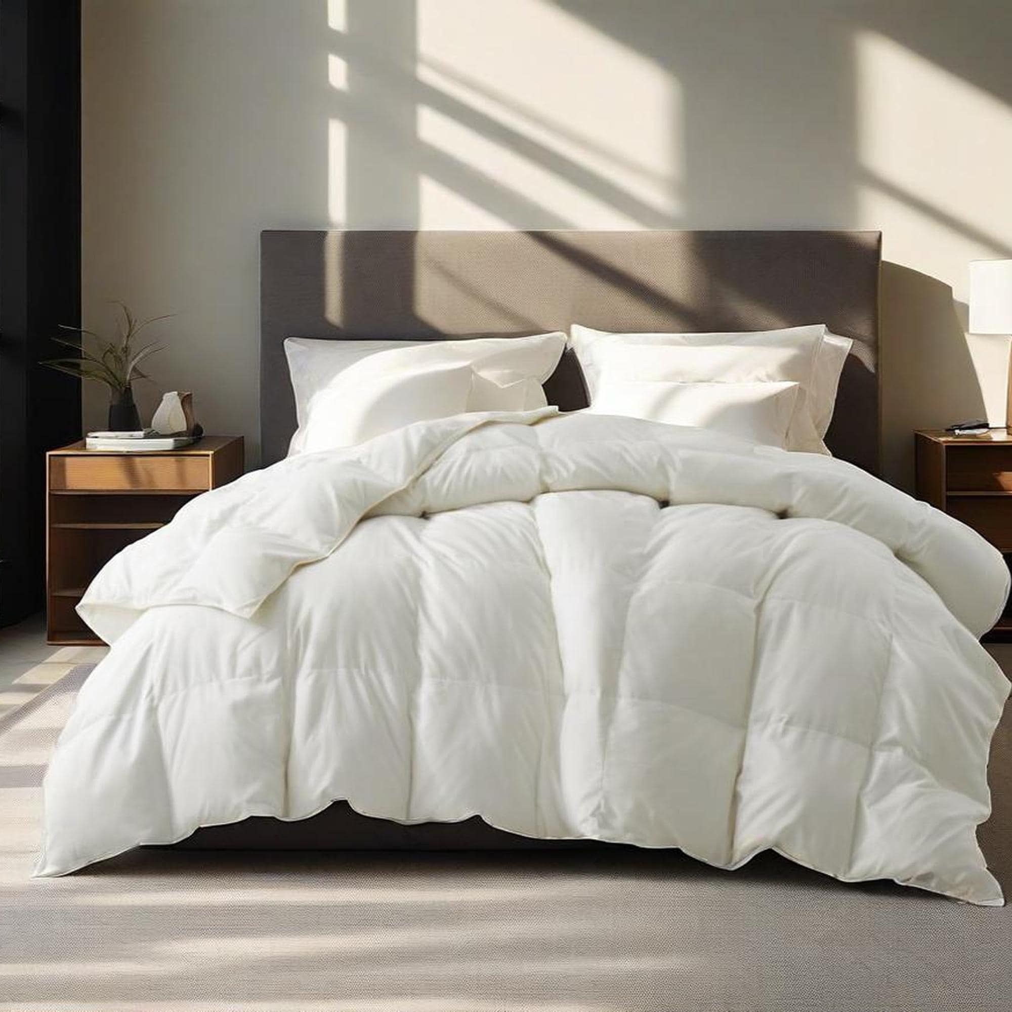 All Season Lightweight & Medium Weight White Goose Feather Down Comforter Duvet Insert