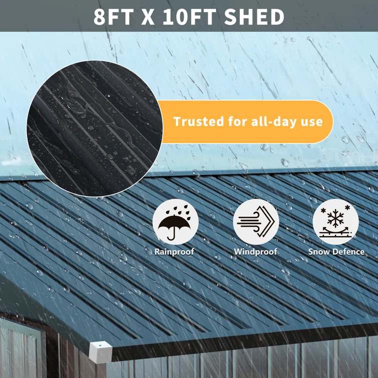 10 ft. W x 8 ft. D Metal Lean-to Storage Shed with Metal Frame Kit