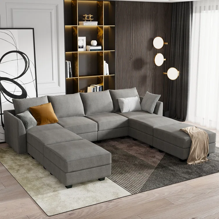 U shaped Sleeper Sectional Modular Sectional Sofa with Chaise