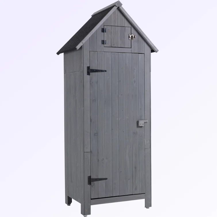 30.3”L X 21.3”W X 70.5”H Natural Outdoor Storage Cabinet Tool Shed