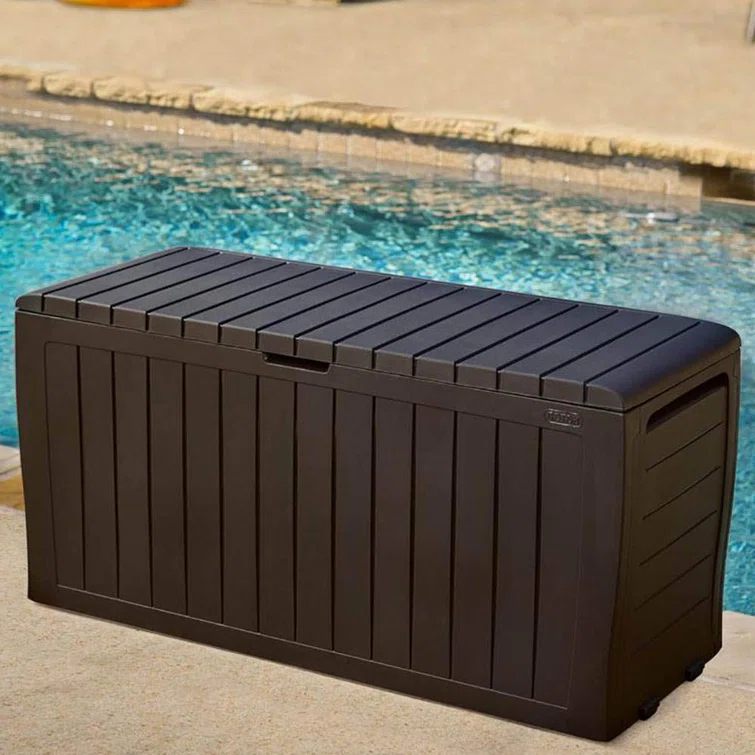 OTOTWER 46'' W 71 Gallons Water Resistant Resin Lockable Deck Box with Wheels