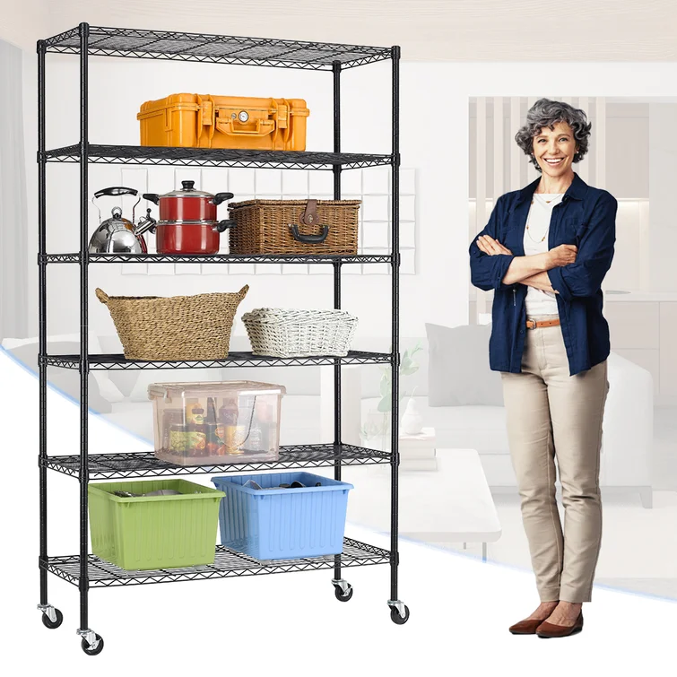 Tadley 48'' W Steel Height -Adjustable Shelving Unit with Wheels