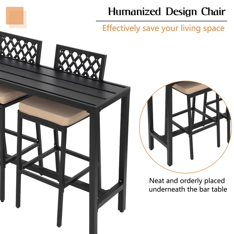 2 - Person Rectangular Outdoor Dining Set with Cushions