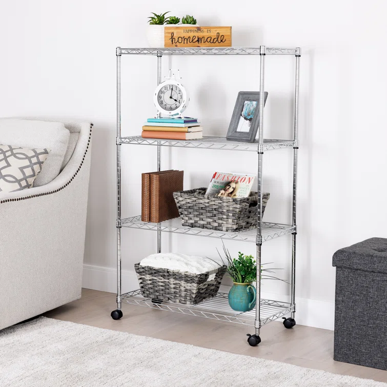 Stellert 30'' W 4-Tier Steel Shelving with Wheels