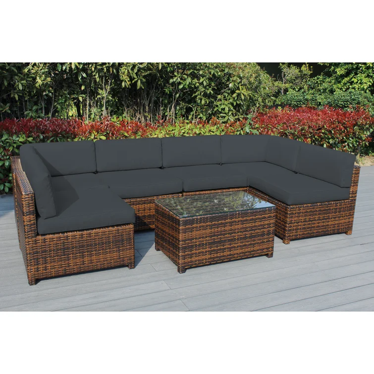 Brough 6 Person Outdoor Seating Group with Cushions - No Assembly