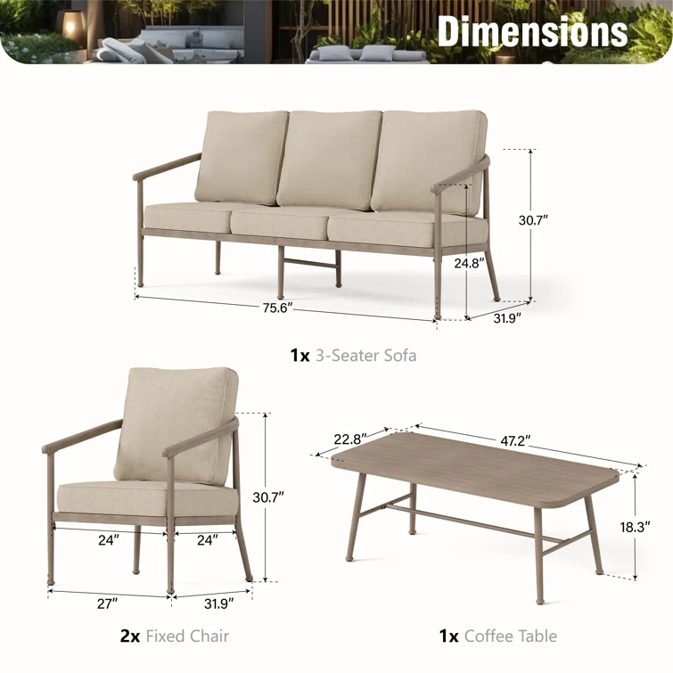 Tico 5 - Person Outdoor Seating Group with Cushions