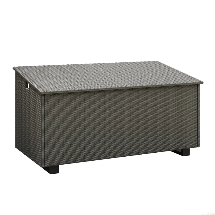 Kristiana 204 Gallon Water Resistant Wicker / Rattan Outdoor Deck Box with Metal Sled Base