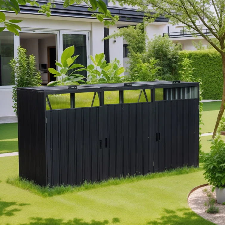 8 ft. W x 3 ft. D Metal Horizontal Garbage Shed