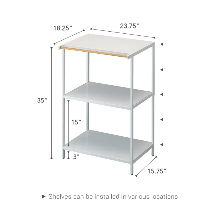 Yamazaki Home 3-Tiered Storage Rack - Kitchen Shelf Organizer, Short, Steel, Short