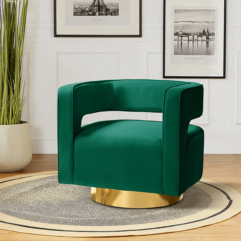 Agata Velvet Swivel Barrel Armchair