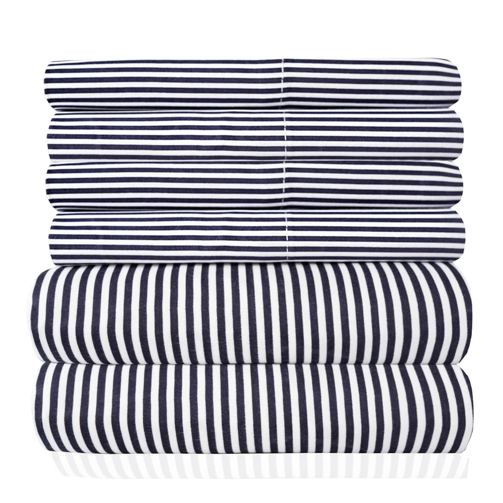 6 Piece Loft Collection Modern Classic Pinstripe Bed Sheet Sets