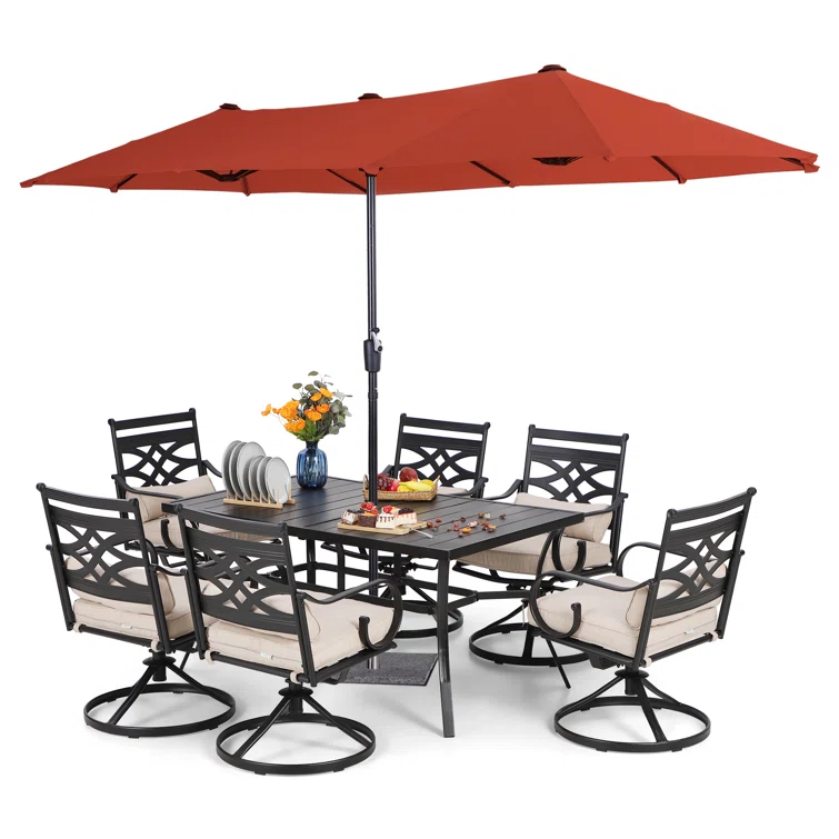 6 - Person Rectangular Outdoor Dining Set with Cushions