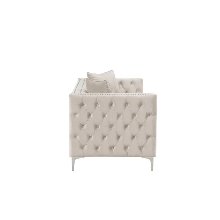 Marvine 86" Velvet Square Arm Chesterfield Sofa