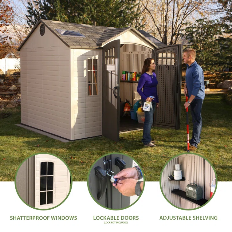Lifetime 10 Ft. x 8 Ft. High-Density Polyethylene (Plastic) Outdoor Storage Shed with Steel-Reinforced Construction