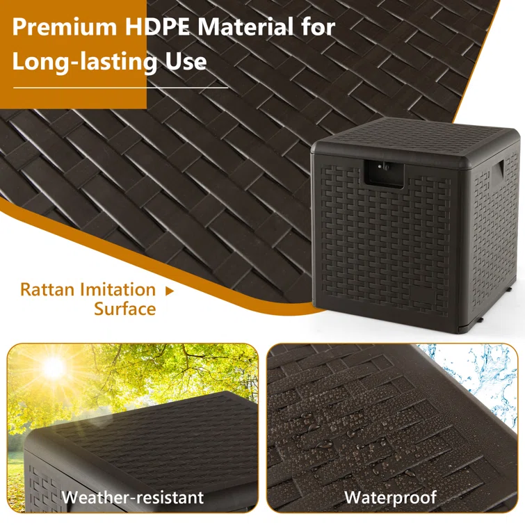 Costway 20.5'' W 28 Gallons Lockable Deck Box in Brown