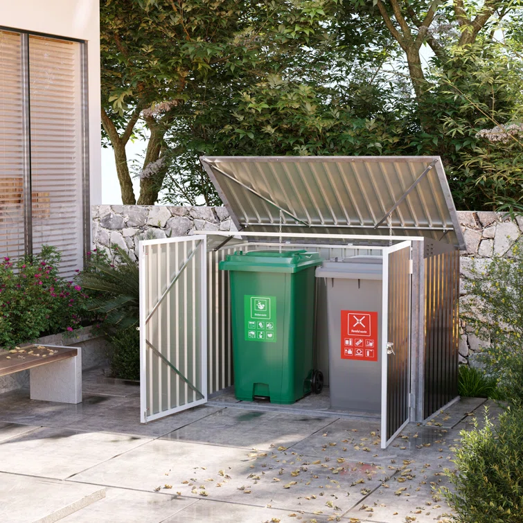 5.8 ft. W x 3.4 ft. D Metal Vertical Garbage Shed