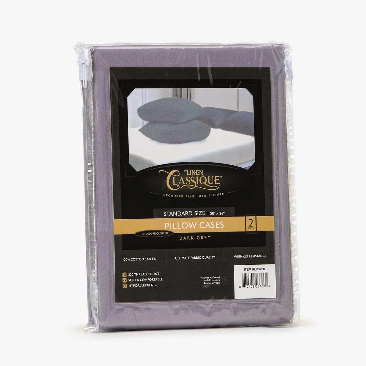 Linen Classique Luxury Pillow Cases with Envelope Closure - Premium Sateen Cotton Fabric 320 Thread Count, Wrinkle Resistant
