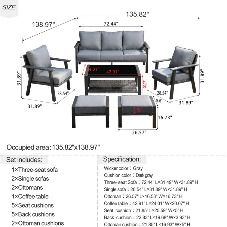 Aisatou 5 - Person Outdoor Seating Group with Cushions