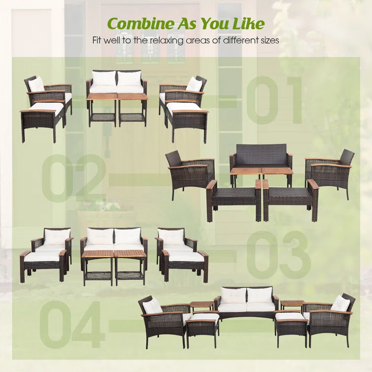 Gymax 6 - Person Outdoor Seating Group with Cushions