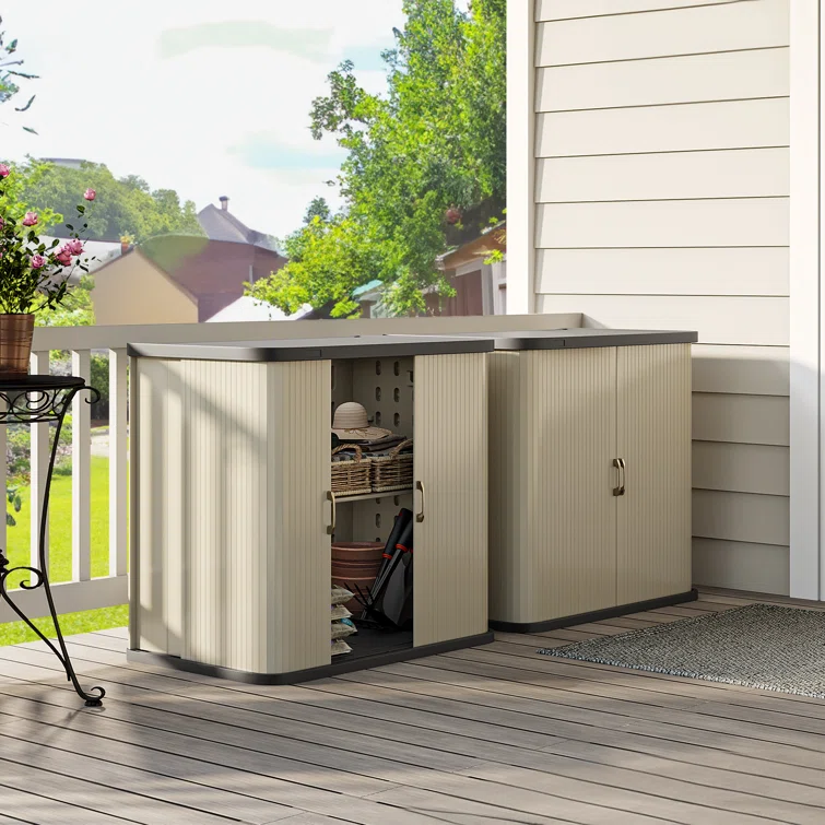 Balconera 35.4'' W 90 Gallons Water Resistant Resin Cabinet Deck Box in Beige