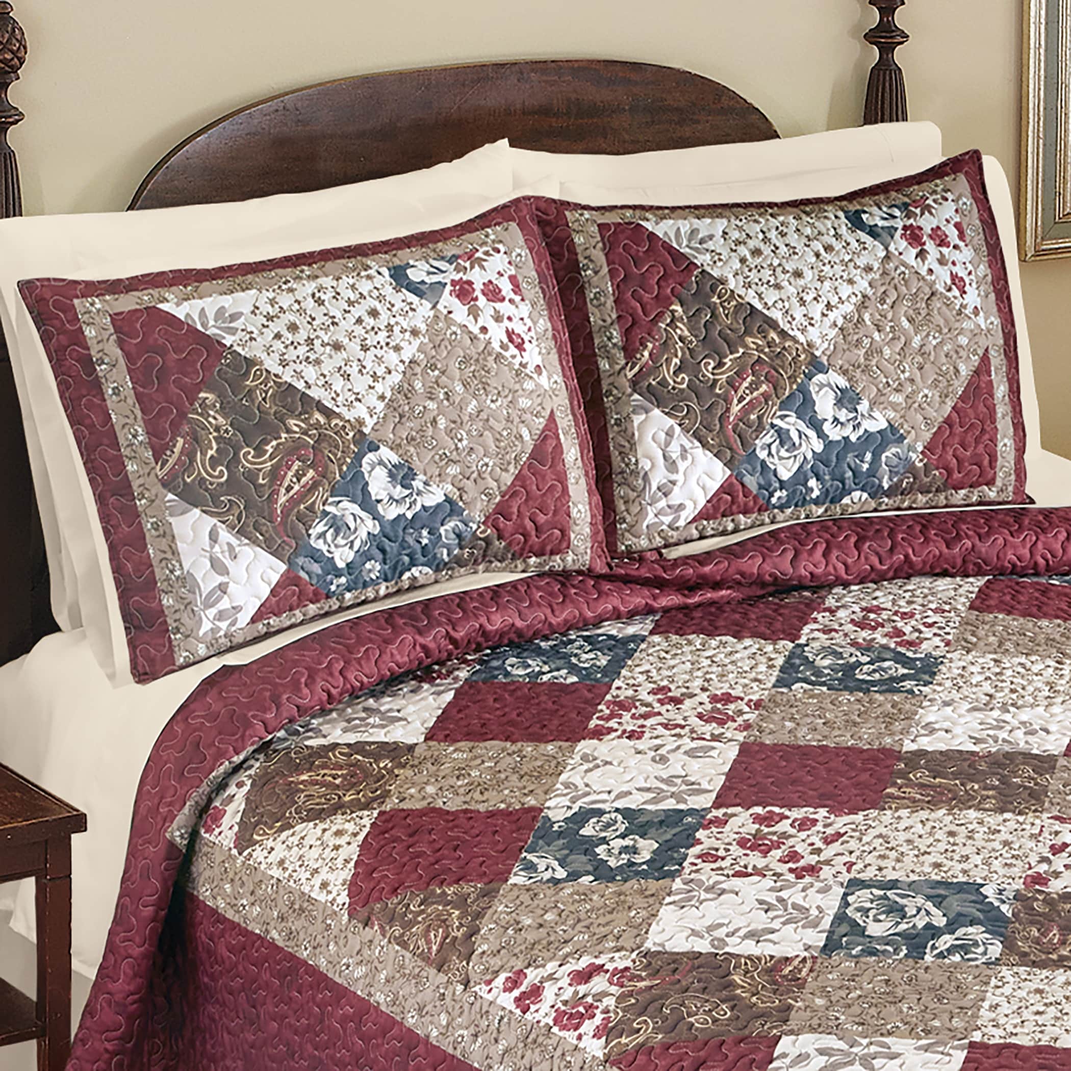 Madison Floral and Leaf Patchwork Pillow Sham