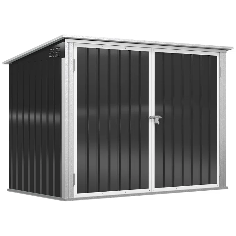 5.8 ft. W x 3.4 ft. D Metal Vertical Garbage Shed