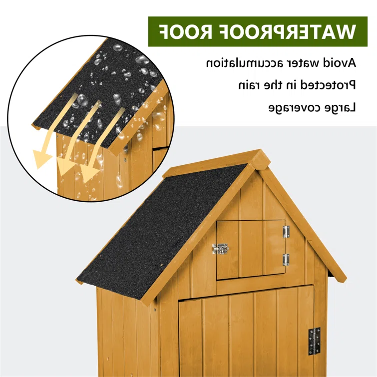 Lashenda 2 ft. 0.6 in. W x 1 ft. 0.63 in. D Solid Wood Vertical Tool Shed