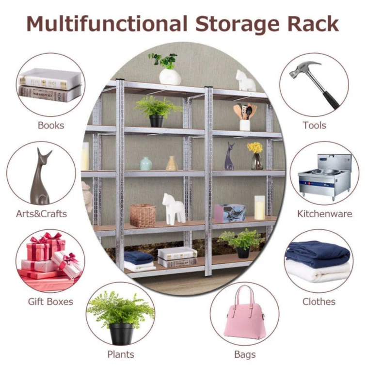 Trosper 71 inch.H Adjustable 5 Level Storage Shelves With Heavy Duty Steel Frame