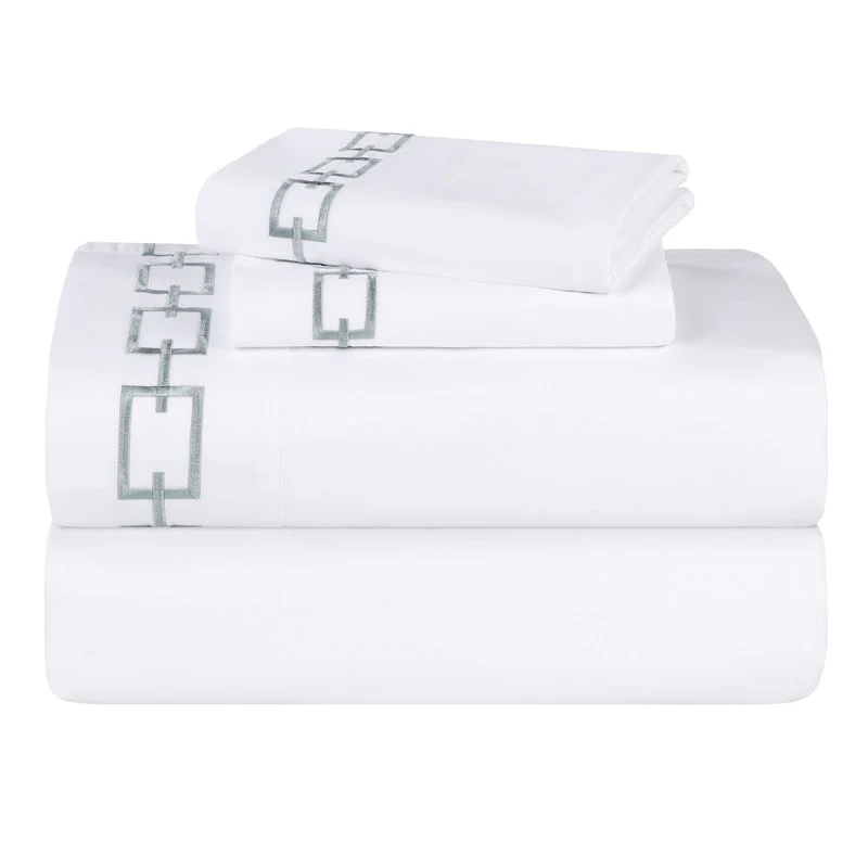 Blue Nile Mills Aura Cotton Chain Links Embroidered Bed Sheet Set