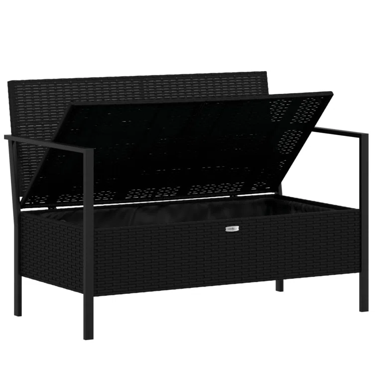 2-Seater Patio Bench with Cushions  Poly Rattan