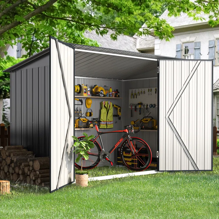 7 ft. W x 3 ft. D Metal Horizontal Storage Shed